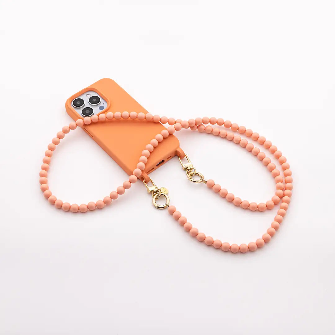 Set • PEACH FUZZ Handyhülle mit Perlenkette 