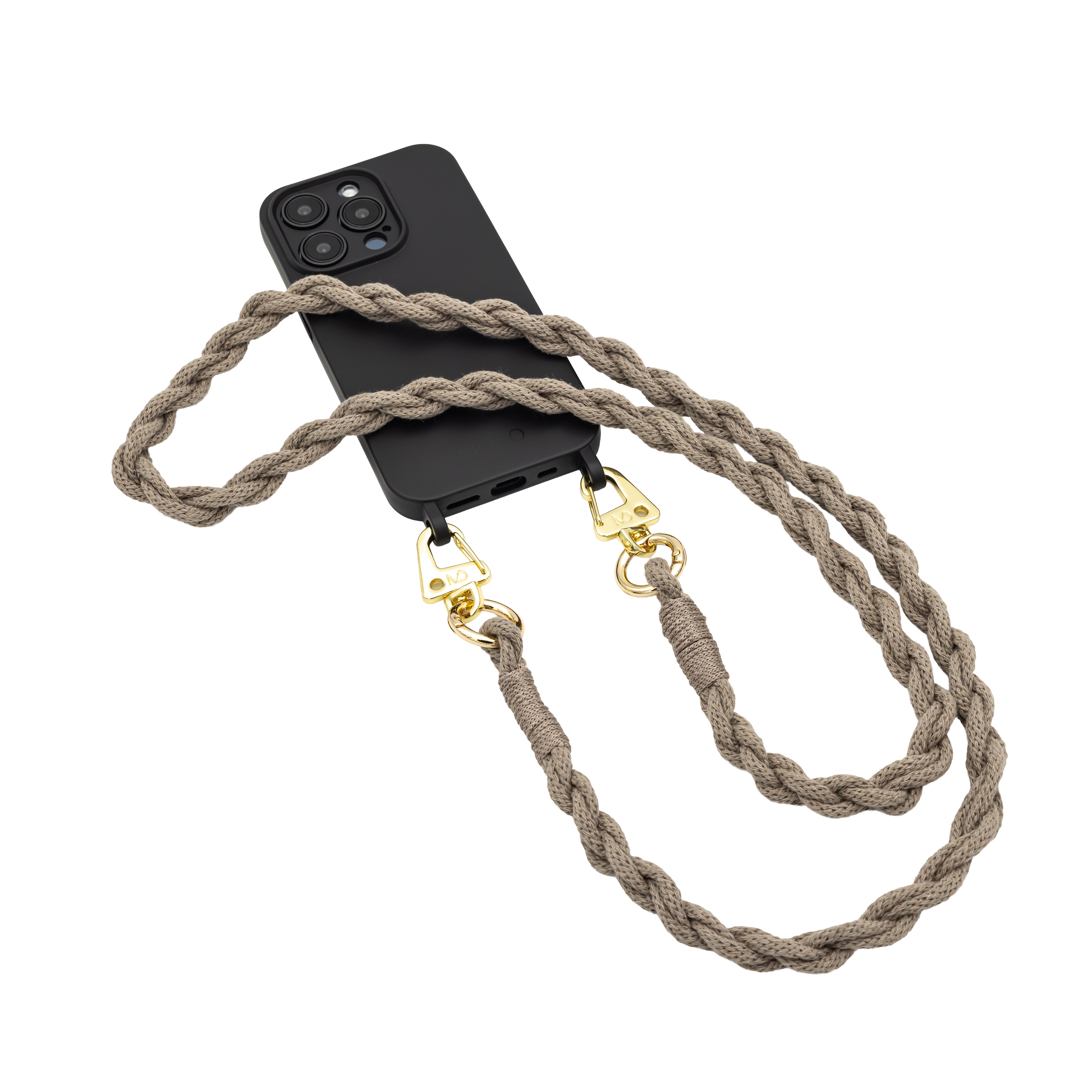 Makramee BOHO Handykette • SWIRL • handgeknüpft • Taupe