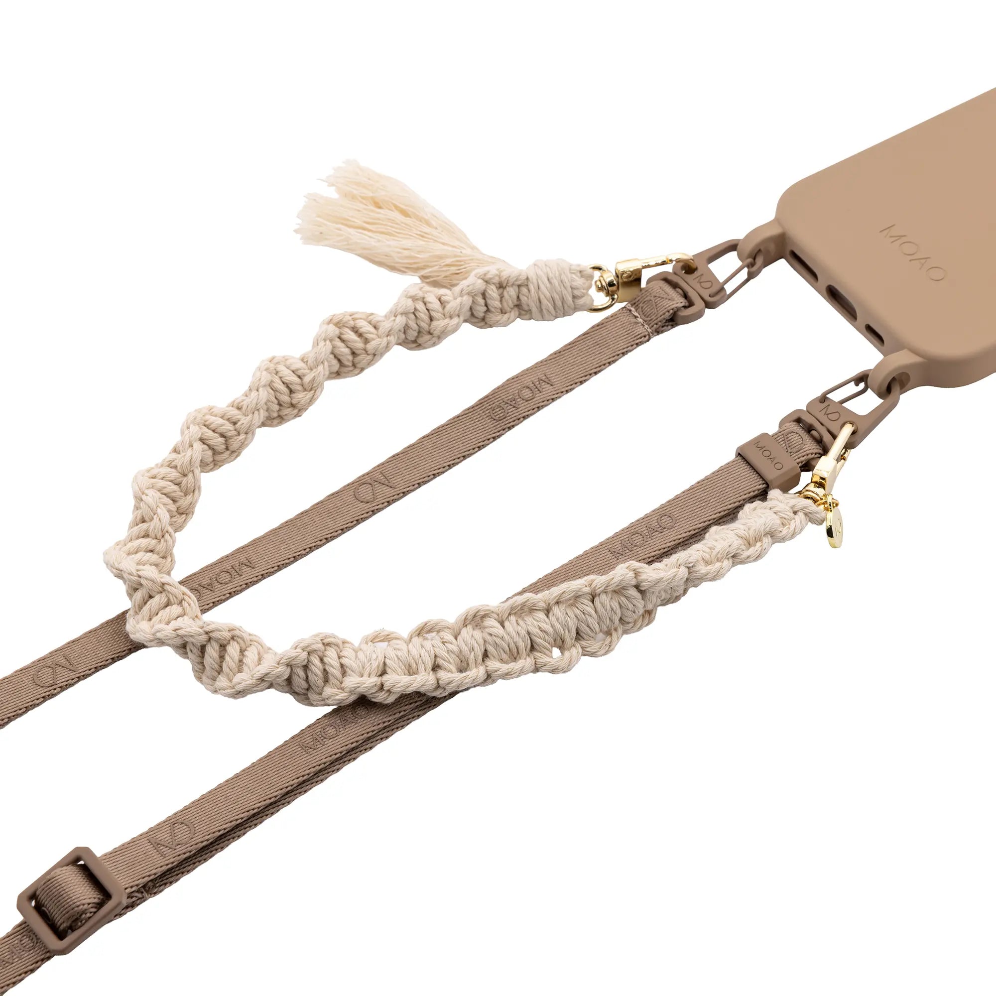 Macrame cell phone chain • NADIRA • hand-knotted • cream