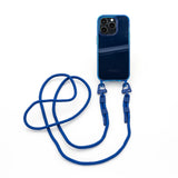 Mobile phone chain set • Transparent mobile phone case with carabiner strap • True Blue