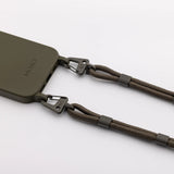 Mobile phone case with carabiner strap in OLIVE NIGHT