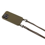 Mobile phone case with carabiner strap in OLIVE NIGHT