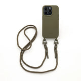 Mobile phone case with carabiner strap in OLIVE NIGHT