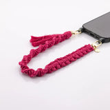 Macrame mobile phone chain • NADIRA • hand-knotted • Bright Rose