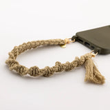 Macrame mobile phone chain • NADIRA • hand-knotted • sage