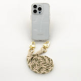 Cell phone case with strap • Case "CLEAR" + Macrame strap "TWIST" in cream-sage