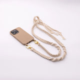 Macrame cell phone strap set ALIYA in CREME with cell phone case SAVANNAH TAN | handmade | BOHO style