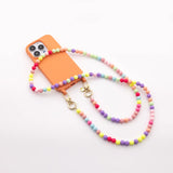 Mobile phone case with pearl necklace • Case "PEACH FUZZ" + pearl necklace "SOLO" in RAINBOW