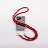 Cell phone case with pearl necklace "SOLO" in FIERY RED