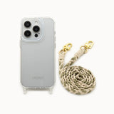 Cell phone case with strap • Case "CLEAR" + Macrame strap "TWIST" in cream-sage